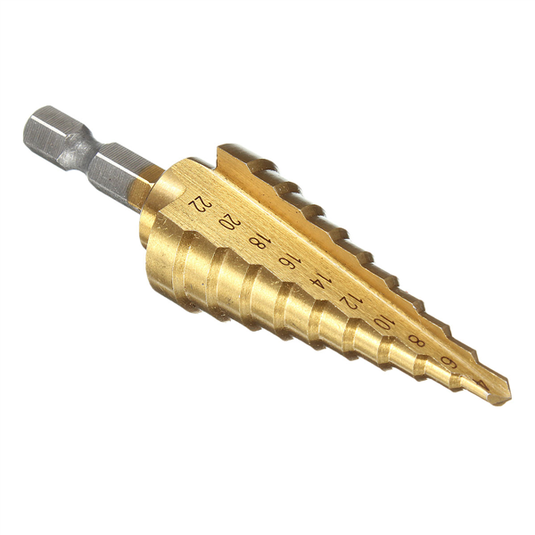 Drillpro Titanium HSS Spiral grooved Step Drill drills Bit Hex Shank Cut Cutter Tool Kit
