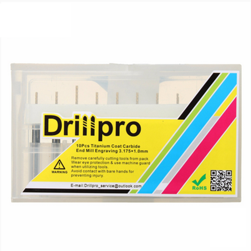 Drillpro 10pcs 1.0mm Cutting PCB End Mill 1/8' Shank Titanium Coated CNC Engraving Bit