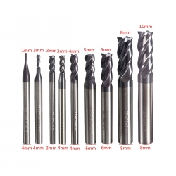 Drillpro 4 Flutes Tungsten Carbide End Mill Set Straight Shank CNC tool 1MM-10MM