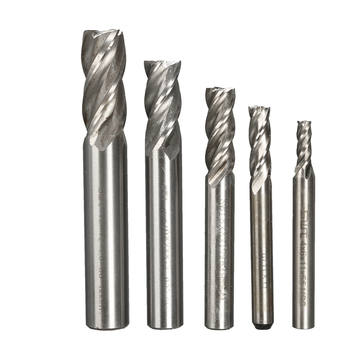 5pcs HSS CNC Straight Shank 4 Flute End Mill Cutter Drill Bit Tool 4/6/8/10/12mm