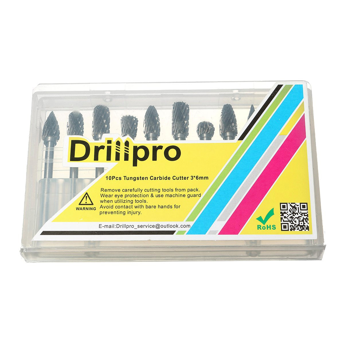 Drillpro 10X 1/8' 6mm Tungsten Carbide Rotary Burr CNC Engraving Bit Cutter Tool