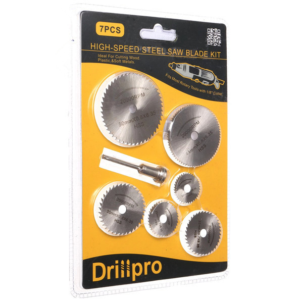 Drillpro 6PCS HSS Rotary Circular Saw Blades Carpentry Crafts Cutting Discs Mandrel Tool
