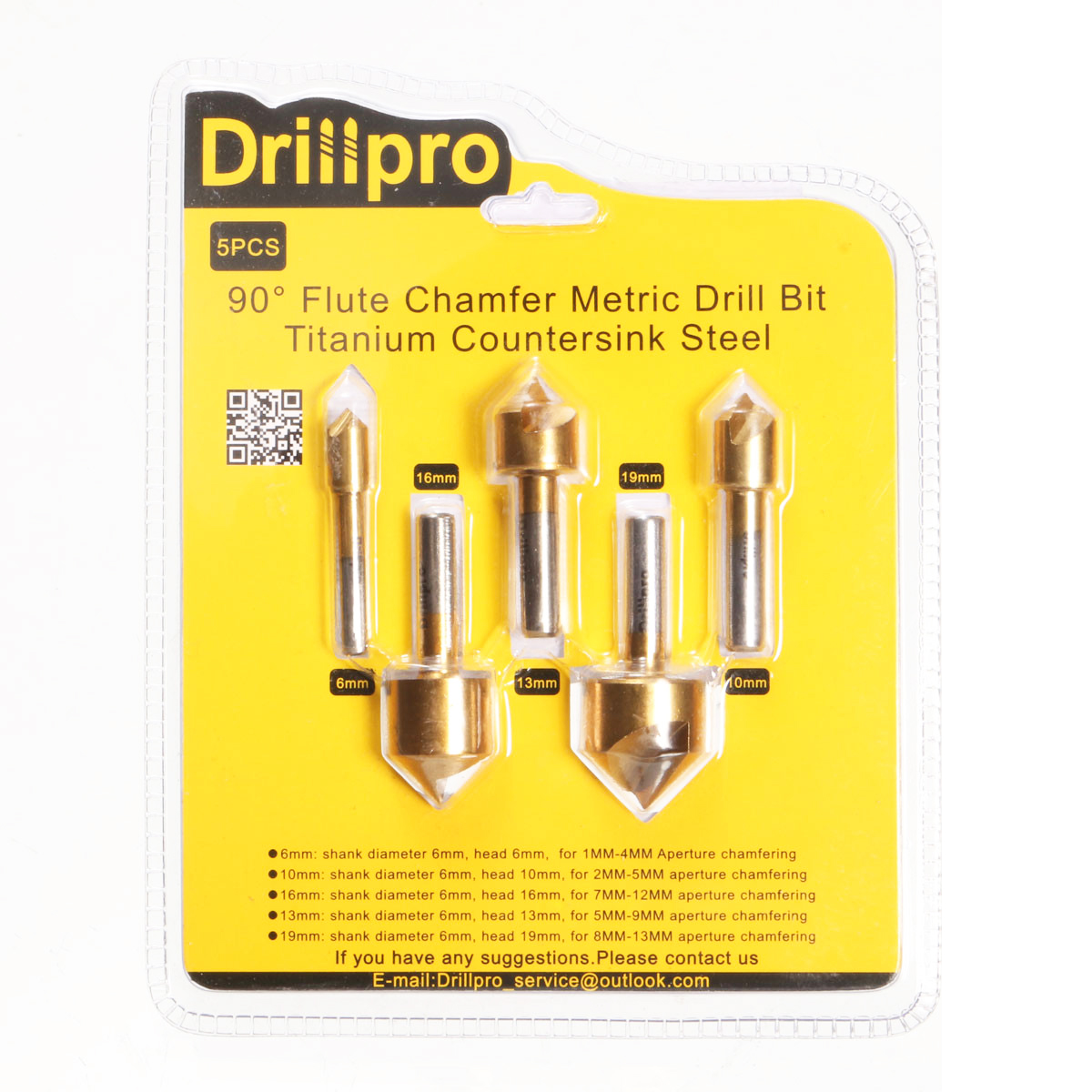 Drillpro pcs 6mm-19mm Titanium Drill Press Countersink Boring Bit Chamfer