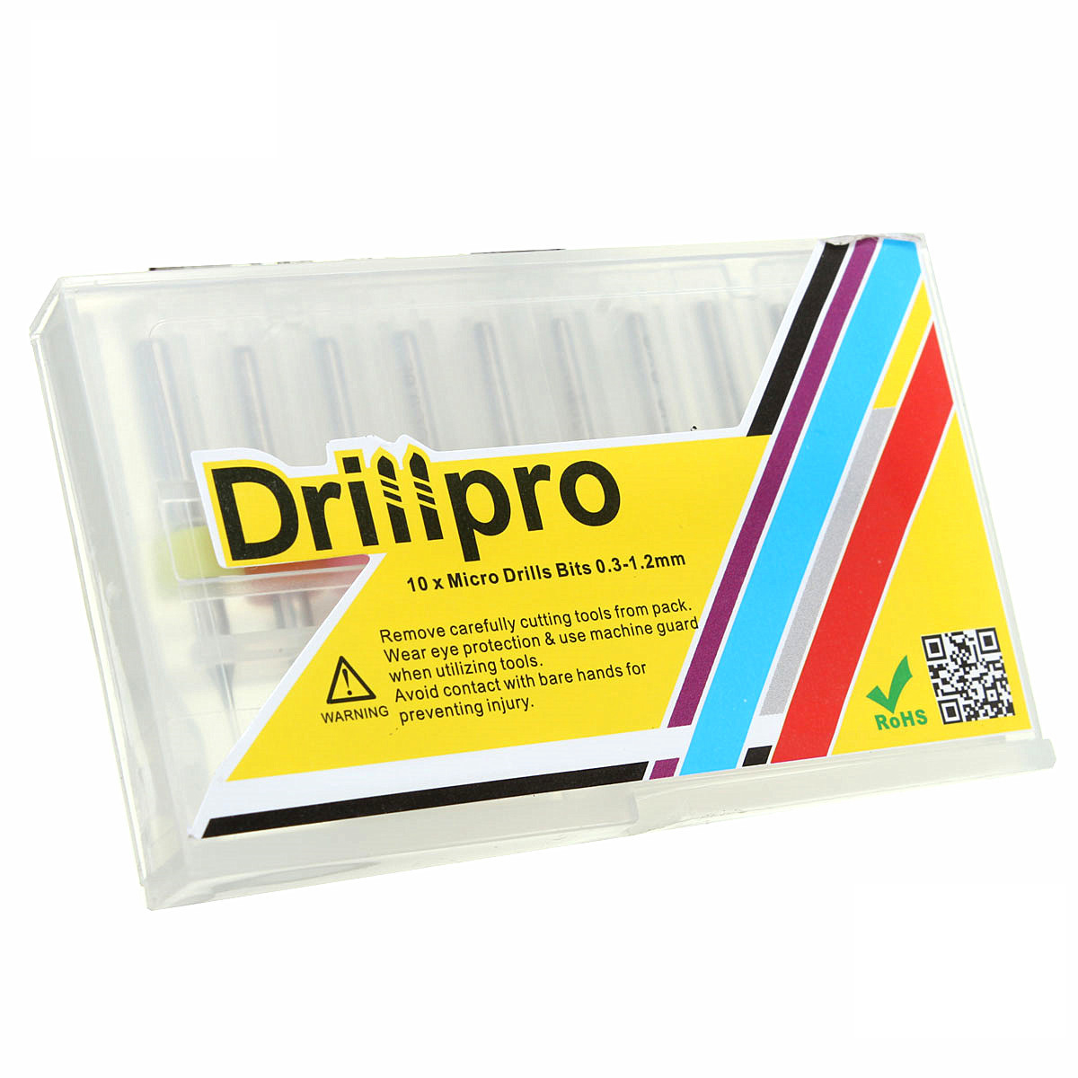 Drillpro 10x Carbide 0.3-1.2mm Micro Drills Bits Set PCB CNC Jewelry Rotary Milling Tool