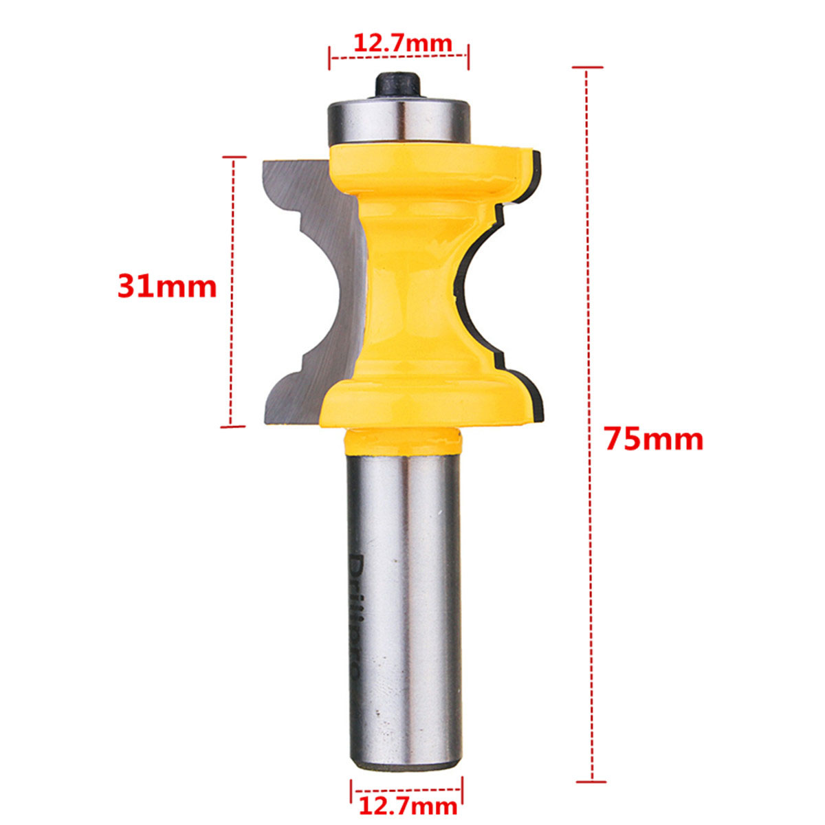 Drillpro 1/2'' Shank Bullnose with Bead Column Face Molding Router Bit