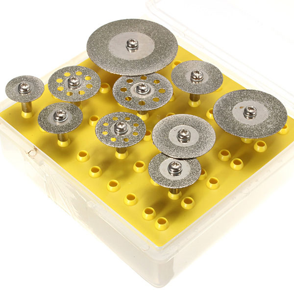  Drillpro 10pcs Diamond Cutting Discs Cut-off Wheel Set For Dremel Rotary Tool