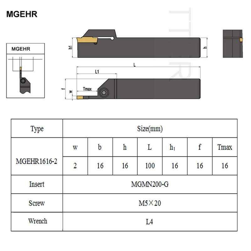 Drillpro MGEHR1616-2 16x100mm CNC Lathe Turning Tool Holder with 10PCS MGMN200 Inserts