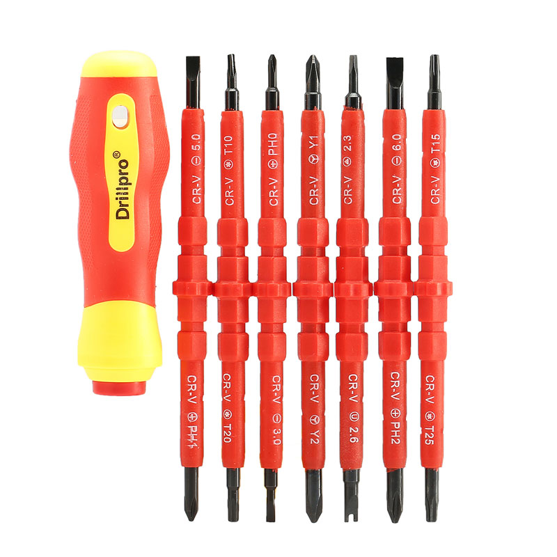  Drillpo 7Pcs Electrician Electrical Insulated Double Head Hand Screwdriver Set