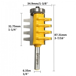 Drillpro Reversible Finger Joint Glue Joint Router Bit - 1/4'' Shank Woodworking Tool