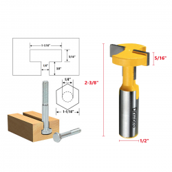 Drillpro T-Slot & T-Track Slotting Router Bit 1/2' Shank For Woodworking Cutter