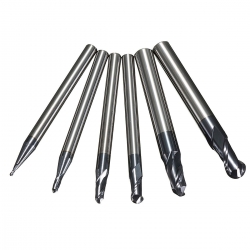 Drillpro 6pcs Carbide 2 Flute Ball Nose End Mill Nitrogen Coated CNC Slot Drill R0.5 to 3mm