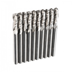 Drillpro 10pcs 1/8'' Double Flute Spiral CNC Router Bits Engraving Cutting Tool