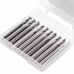 Drillpro 10pcs 1/8'' Double Flute Spiral CNC Router Bits Engraving Cutting Tool