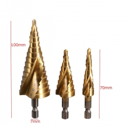 Drillpro 3pcs HSS Spiral grooved Step Drill Bits Cut Tool Set 4mm to 12mm/20mm/32mm