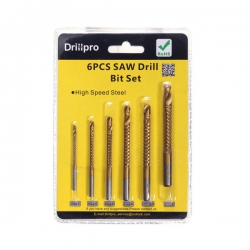 Drillpro 6Pcs Ti Drill Bit Woodworking Wood Metal Plastic Cutting Hole Saw Holesaw HSS